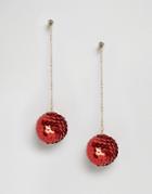 New Look Holidays Sequin Bauble Earrings - Red