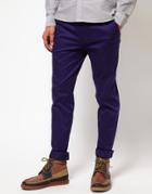 Asos Skinny Fit Chino Pants In Indigo - Blue
