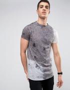 Religion T-shirt With Marble Print And Curved Hem - Black