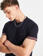 Tommy Hilfiger Icon Logo Tipped Cuff T-shirt In Navy