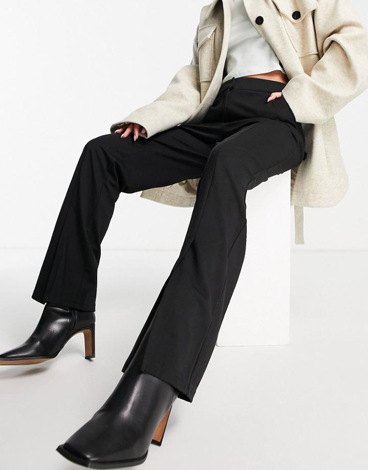 Vero Moda Recycled Wide Leg Pants With Split Hem In Black