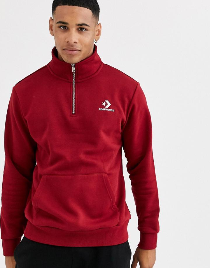 Converse Half Zip Sweater In Burgundy