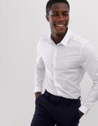 Asos Design Slim Fit Work Shirt With Cross Print In White - White