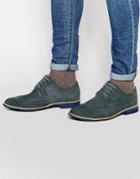 Front Suede Brogues In Gray - Gray