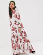 Sister Jane Tiered Maxi Dress In Vintage Floral - White