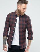 Asos Skinny Buffalo Plaid Shirt With Long Sleeves In Rust - Red