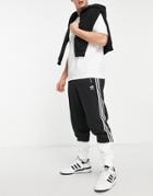 Adidas Originals Sprt Us Fleece Sweatpants In Black With Contrast Hem