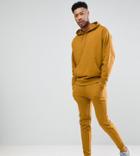 Asos Design Tall Tracksuit Oversized Hoodie/skinny Joggers In Dark Yellow - Yellow