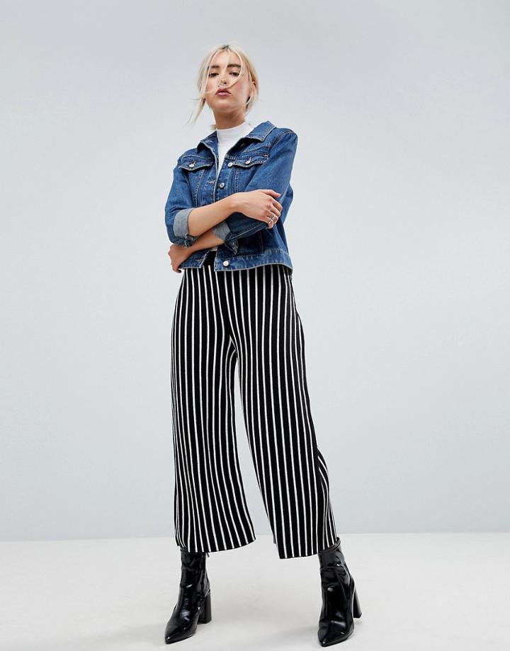 Asos Knitted Culottes In Stripe - Multi