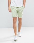 Asos Skinny Chino Shorts In Light Green - Green