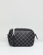 Mango Quilted Contrast Cross Body Bag - Black