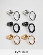 Designb London Circle Earrings In 3 Pack Exclusive To Asos - Gold
