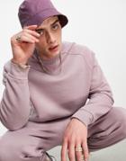 Asos Design Oversized Sweatshirt With Ribbed Panels In Purple - Part Of A Set
