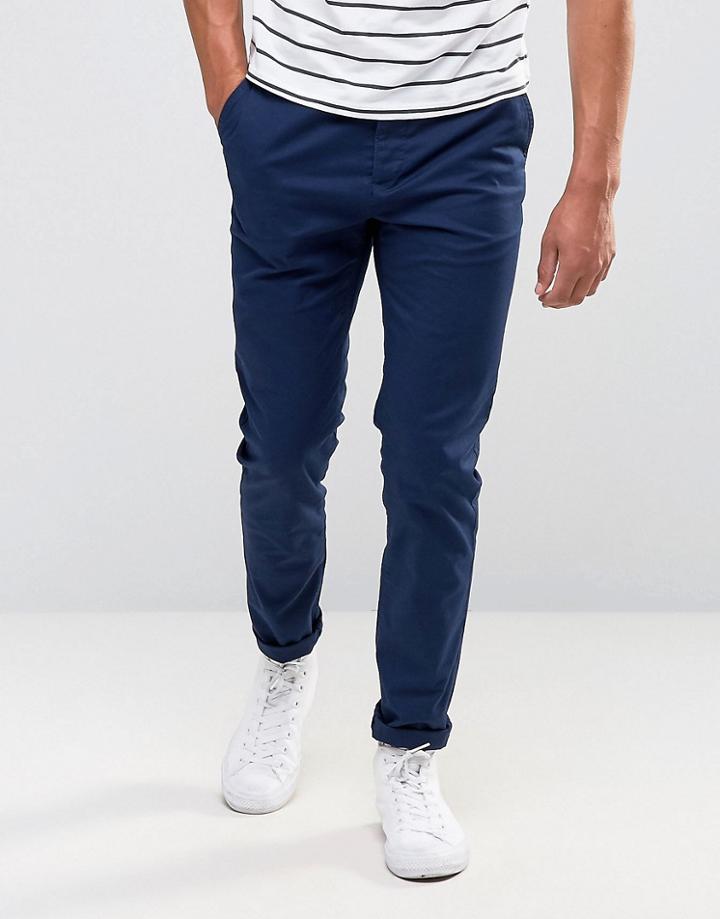 Asos Slim Chinos In Deep Blue - Blue