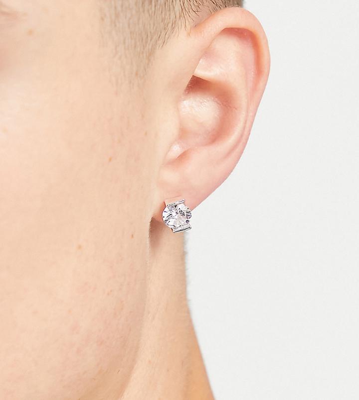 Asos Design Stud Earrings With Crystals In Real Silver Plate