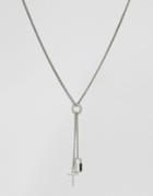 Asos Padlock Lariat Necklace - Silver