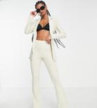 Asos Design Tall Jersey Suit Kick Flare Pants In Ivory-neutral