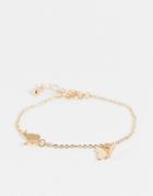 Asos Design Chain Bracelet With Delicate Butterfly Charms In Gold Tone
