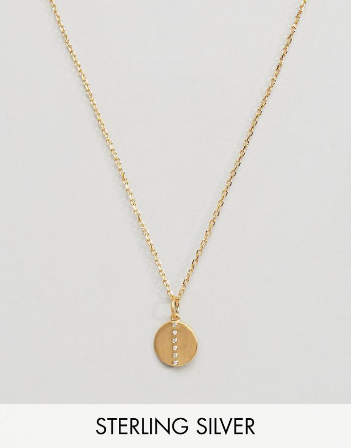 Carrie Elizabeth Diamond Line Mini Disc Pendant - Gold