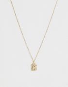 Asos Design Necklace With Abstract Face Pendant In Gold Tone - Gold