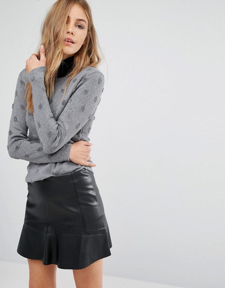 Mango Spot Intarsia Knitted Sweater - Gray