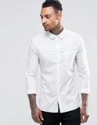 Asos Skinny Shirt With Circle Print In Long Sleeve - White