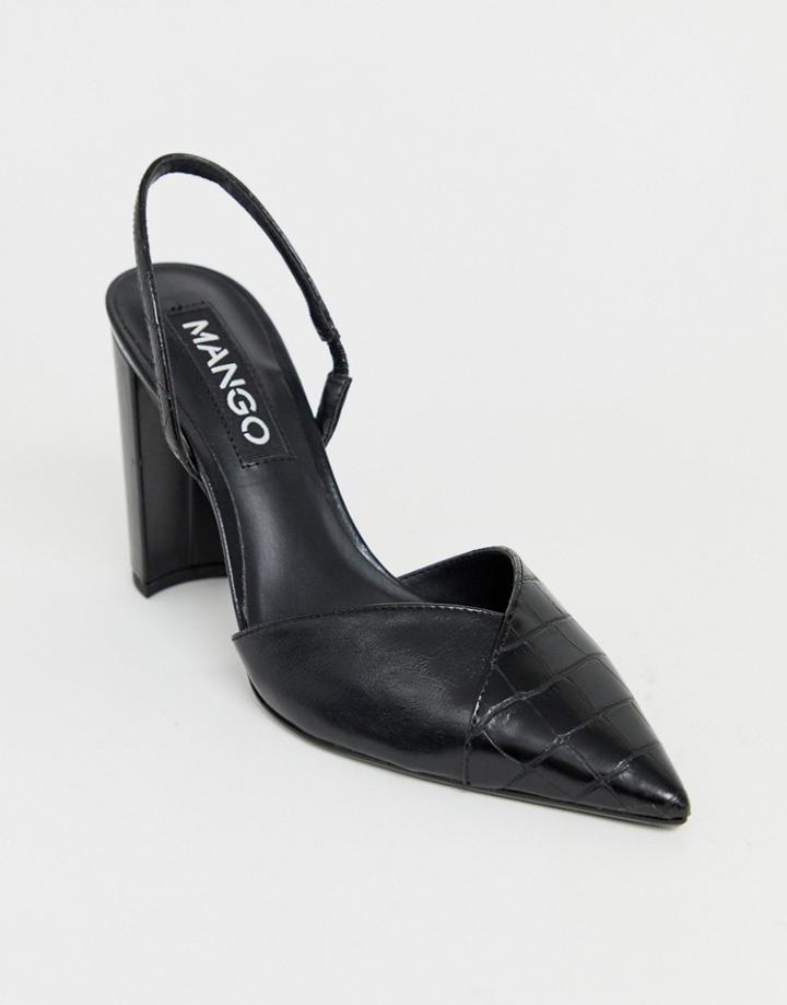Mango Pointed Heeled Shoe In Black - Black
