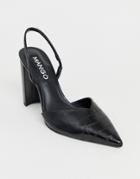Mango Pointed Heeled Shoe In Black - Black