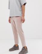 Asos Design Skinny Crop Smart Pants In Pink Cord