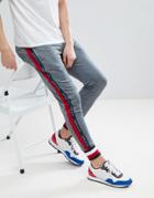 Tommy Hilfiger Sports Capsule Cuffed Joggers Icon Stripe Trim & Side Logo Taping In Gray Marl - Gray