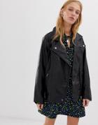 Collusion Oversized Leather Look Biker Jacket - Black