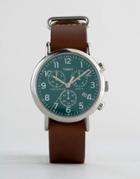 Timex Weekender Chornograph Oversized Leather Watch In Brown - Brown