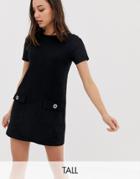 New Look Tall Boucle Pocket Tunic In Black - Black