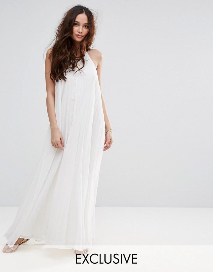Missguided Pleated Maxi Dress - White