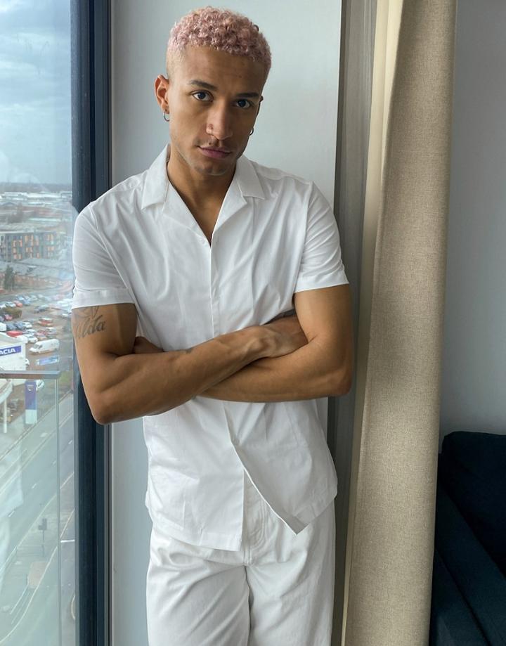 Asos Design Regular Short Sleeve Shirt With Camp Collar In White