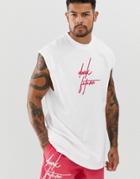 Asos Design Two-piece Oversized Sleeveless T-shirt With Dark Future Logo - White