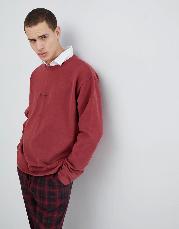 Mennace Oversized Signature Logo Sweat In Rust - Red