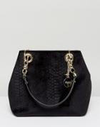 Faith Snake Emboss Tote Bag - Black
