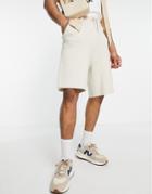 Asos Design Milano Knit Basketball Shorts In Off White - Part Of A Set