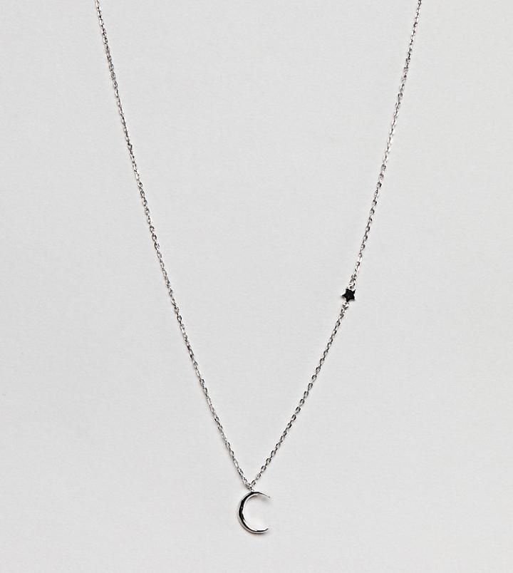 Designb London Sterling Silver Crescent Moon Necklace - Silver