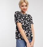 Whistles Exclusive Polka Dot Puff Sleeve Top In Black & Pink
