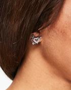 True Decadence Stud Earrings With Pave Heart-silver