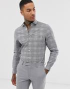 Asos Design Slim Fit Shirt In Smart Check - Gray