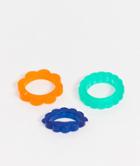 Asos Design Pack Of 3 Rings In Plastic Flower Design-multi