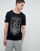 Asos Longline T-shirt With Mystic Print And Distressing - Black