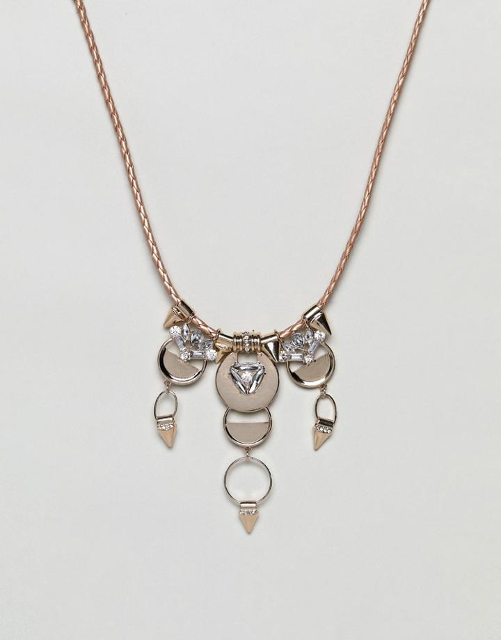 Missguided Crystal Drop Collar Necklace - Gold