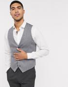 Asos Design Wedding Skinny Suit Vest In Charcoal Texture-grey