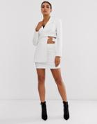 Asos Design Suit Skirt In White - White