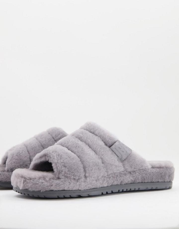 Ugg Fluff Slippers In Gray-grey