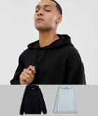 Asos Design Oversized Hoodie 2 Pack In Blue / Black-multi